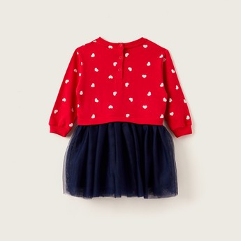 Sanrio Hello Kitty Print Knit Dress with Long Sleeves