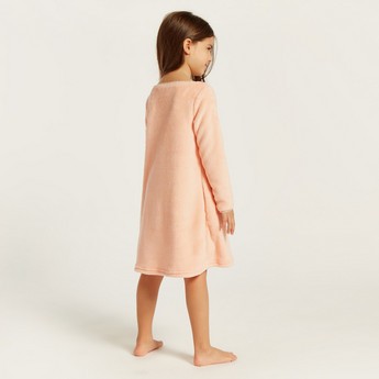 Dumbo Textured Sleepdress with Round Neck and Long Sleeves