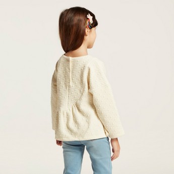 Eligo Textured Pullover with Long Sleeves and Button Closure