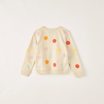 Juniors Polka Dot Print Pullover with Long Sleeves