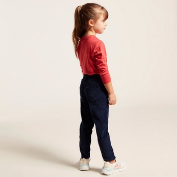 Juniors Solid Jeggings with Elasticated Waistband and Pockets