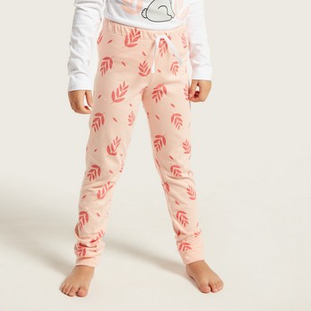 Juniors Graphic Print T-shirt and All-Over Printed Pyjamas Set