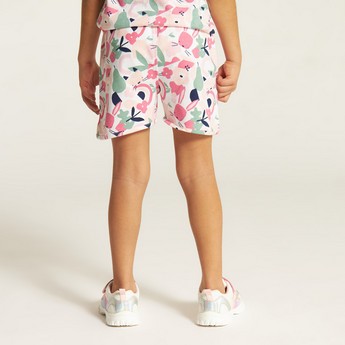 Juniors All Over Print Shorts with Drawstring Closure
