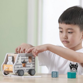 PolarB Pull-Along Shape Sorting Truck Toy