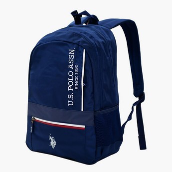 U.S POLO Solid Zipper Backpack with Pouch