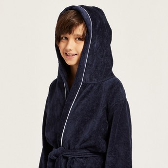 Juniors Textured Bathrobe with Hood and Tie-Ups