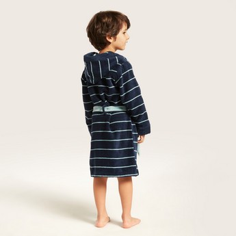 Juniors Striped Bath Robe with Long Sleeves and Pockets