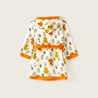 Juniors Printed Bathrobe with Tie-Up and Hood