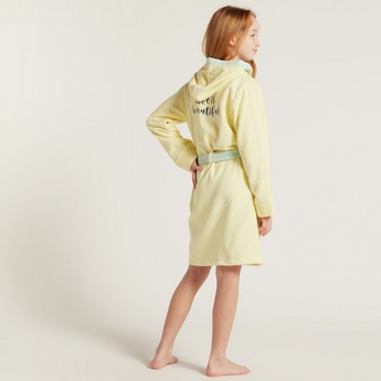 Juniors Long Sleeves Bathrobe with Tie-Up Belt and Hood