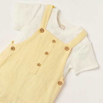 Giggles Striped T-shirt and Dungaree Set