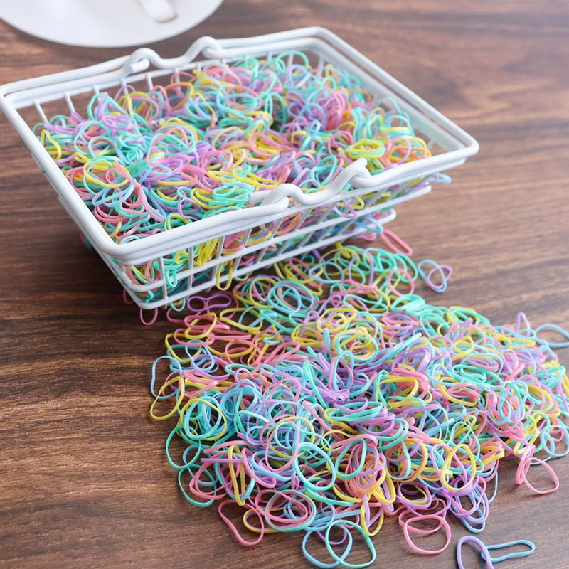 1000pcs Disposable Rubber Band Hairband For Kids Ponytail Hair Ties Colorful Elastic Hair Bands Baby Hair Accessories