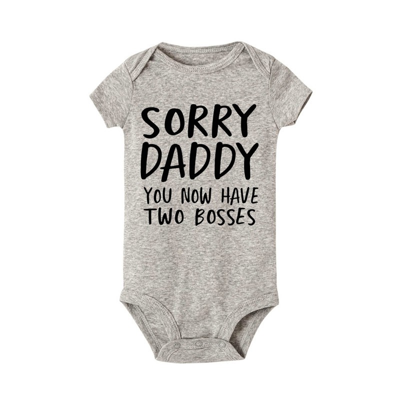 Newborn Baby Jumpsuit 0-18M Sorry Daddy As You Know Her Two Heads Funny Print Cotton Jumpsuit Baby Boy Short Sleeve Jumpsuit