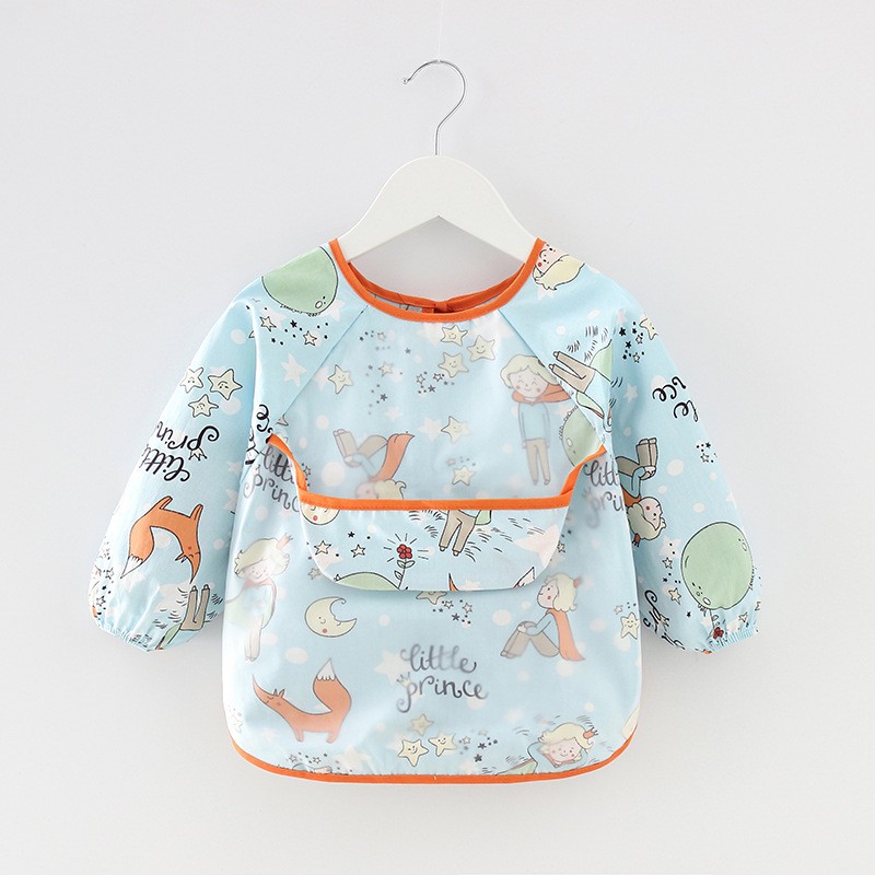 Baby Kids Toddler Long Sleeve Waterproof Scarf Art Smock Feeding Bib Pocket Infant Boys Girls Burp Cloths Bandana Bibs