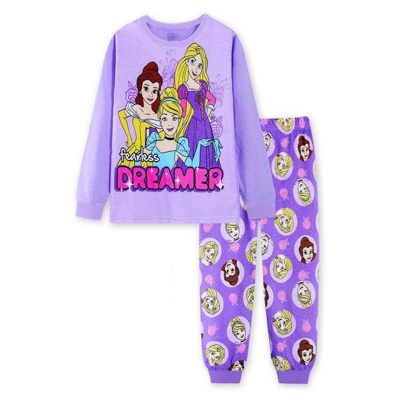 Disney Kids Pajamas Princess Anna Elsa Sleepwear Cartoon Clothing Set Long Sleeve Pajamas