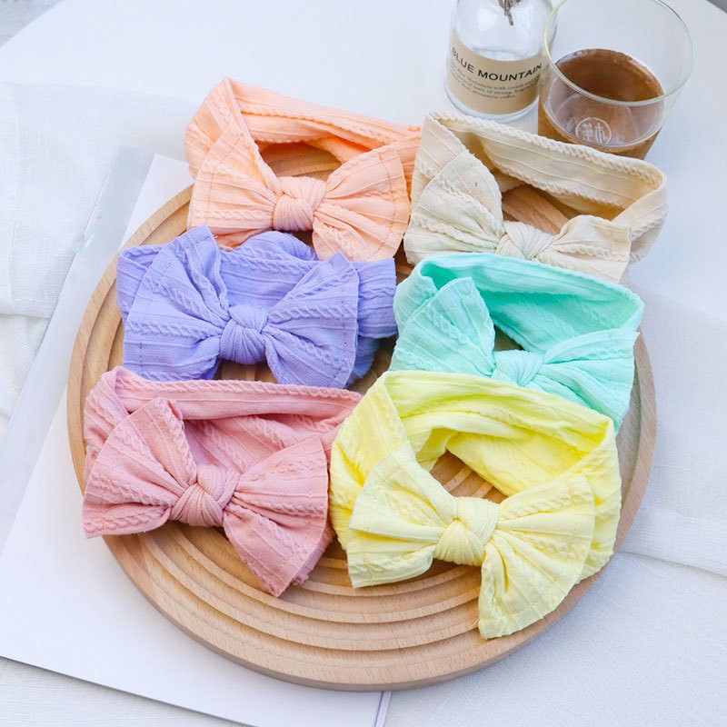 Baby Hair Band Girls Bow Elastic Headbands Turban Baby Hair Accessories Kids Headpiece 18 Colors