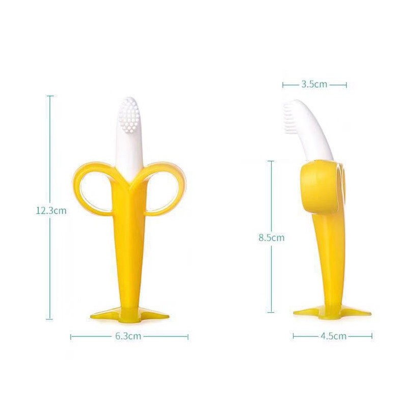 Baby Silicone Training Toothbrush BPA Free Banana Shape Safe Bite Teether Chew Toys Teething Ring Gift for Baby Infant Chew