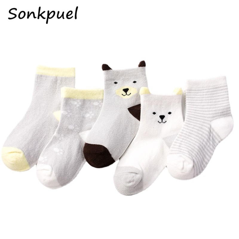 5 Pairs/Lot Baby Socks for Newborns Infant Cute Cartoon Cotton Socks Soft Summer 0-4Years Boy Girl Lovely Mesh Kids Gift CN