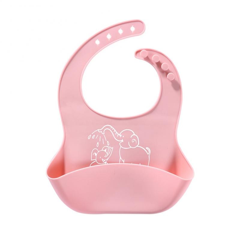 Infant Baby Bibs Soft Silicone Feeding Pockets Solid Adjustable Elastic Waterproof Anti-leaking Cartoon Burp Cloths Eco-friendly