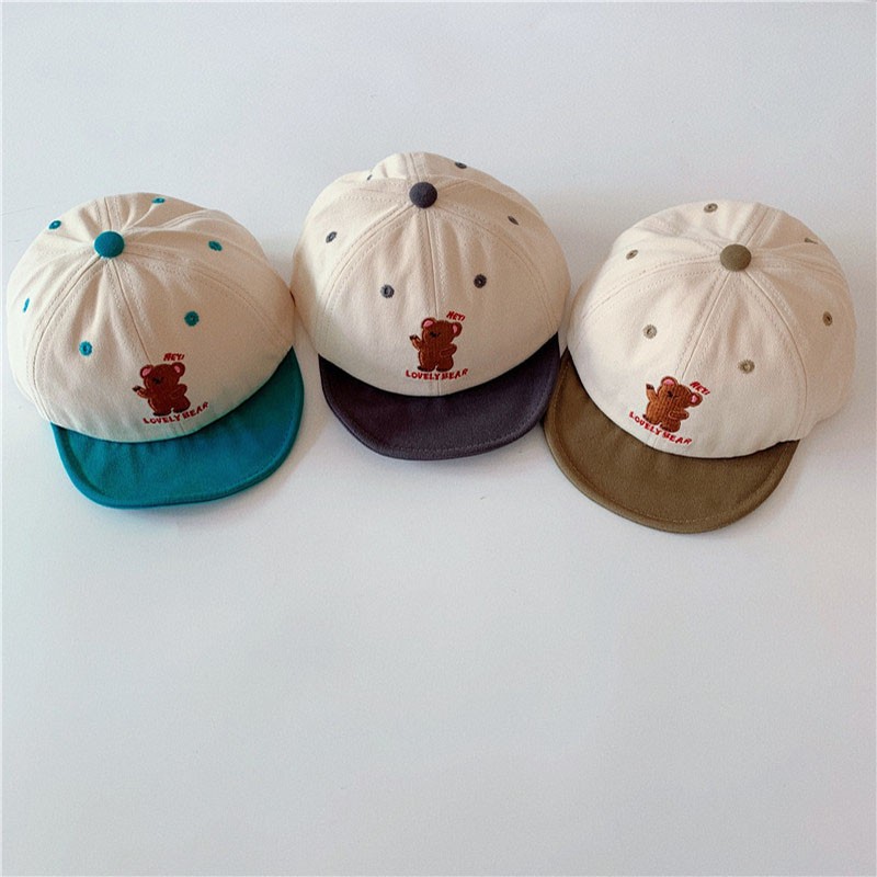 MILANCEL 2022 spring new children's colorful hat boys with embroidered bear short-brimmed hat girls sun hat