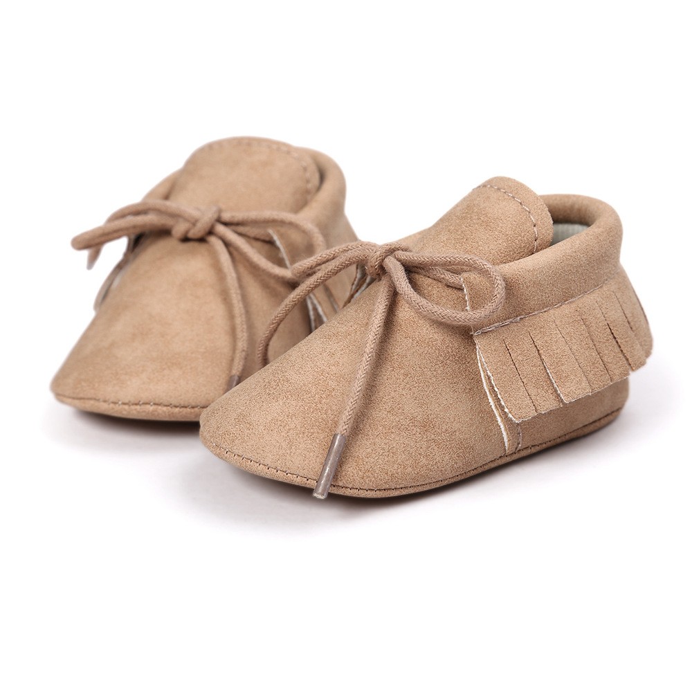 Newborn Baby Shoes Infant Boys Girl Classic Lace-up Tassels Suede Sofe Anti-Slip Toddler Crib Crawling Shoes Moccasins 10-colors