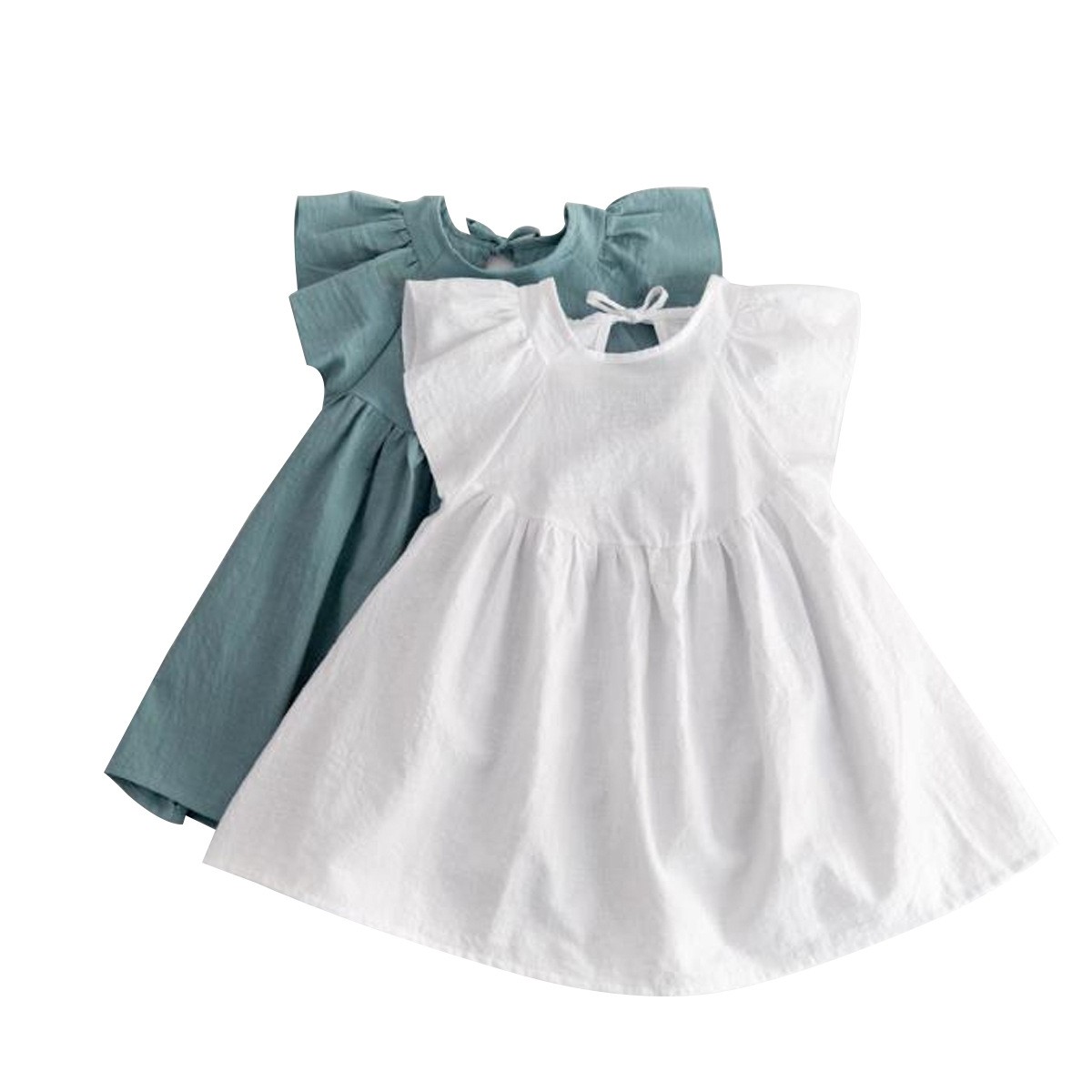 Baby Girl Dress Lovely Summer Infant Baby Girl Cotton Linen Ruffle Skirt Sundress Outfits Clothes Set Kids Princess Dresses 1-7T