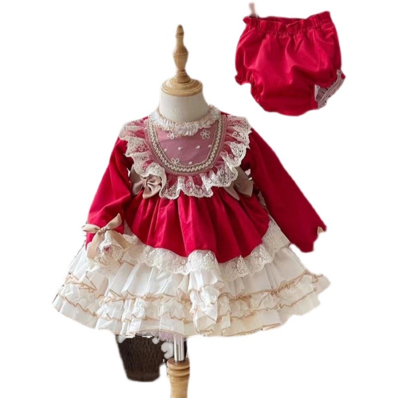 Children Spanish Sweet Flower Girl Dress Baby Girl Clothes Flower Girl Dresses Festivals Newyears Clothes Christmas Dress