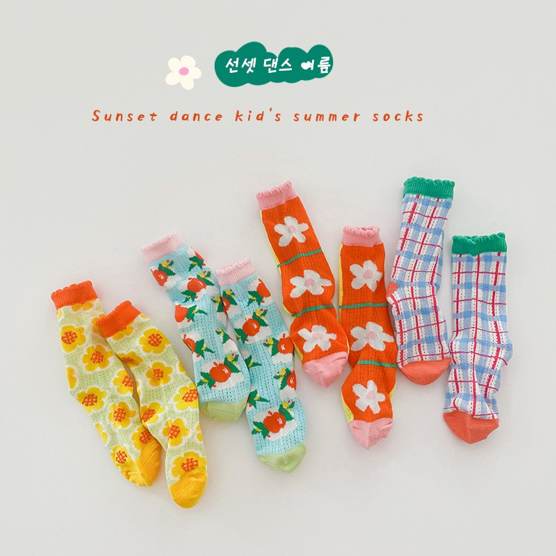 MILANCEL 2022 Summer Baby Socks Children Mesh Socks Girls Floral Socks Boys Socks