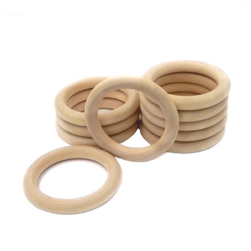 20pcs Natural Wooden Baby Teether Molar Ring Infant DIY Making Safe Teething Accessories Newborn Bracelet Craft Toy