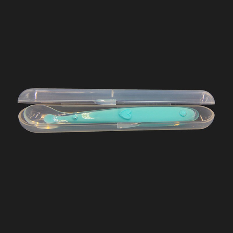 Soft Head Spoon Storage Box Baby Tableware Transparent Case Baby Silicone Spoon Box 18*8.3cm Food Grade PP Travel Utensil Box