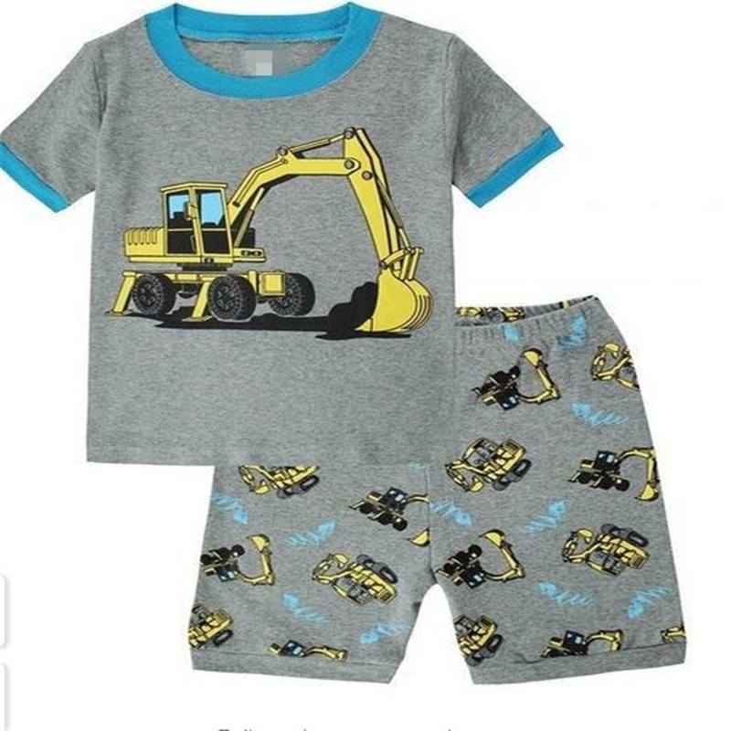 Summer Children Pajamas Suit Boys Short Sleeve Dinosaur Print Cotton Short Sleeve Baby Clothes Pajamas Clothes