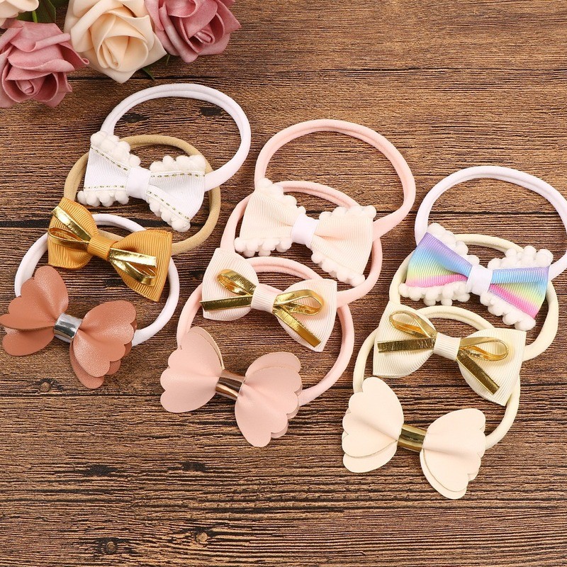 3pcs/lot Cute Bow Baby Headband for Girl Nylon Head Bands Turban Newborn Hair Bands for Kids Baby Hair Accessories