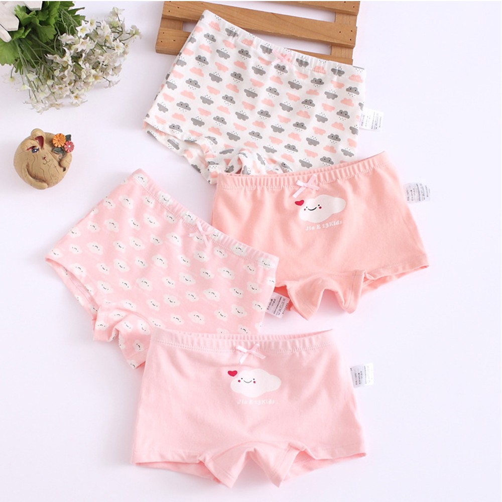 Girls Panties Kids Cotton Underwear Children Briefs Clouds Love Crown Carrots Umbrella Cartoon Short 4pcs/lot