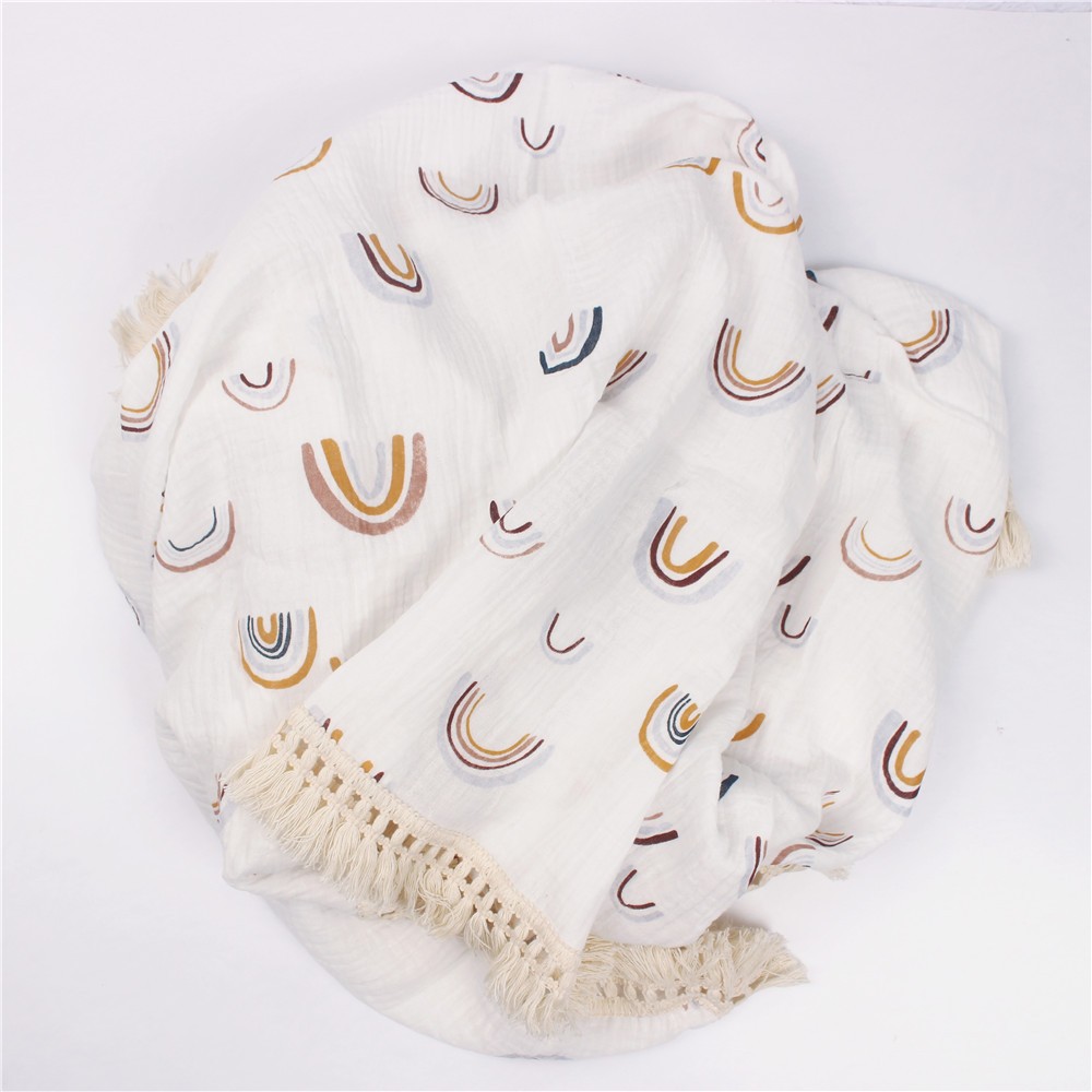 Cotton Muslin Swaddle Blankets for Newborns Tassel Receiving Blanket Newborn Baby Swaddle Wrap Infant Sleeping Bed Quilt Cover
