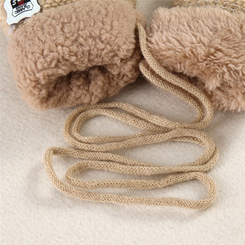 Boys Girls Knitted Gloves Full Finger Warm Rope Gloves Toddler Kids New Winter Set