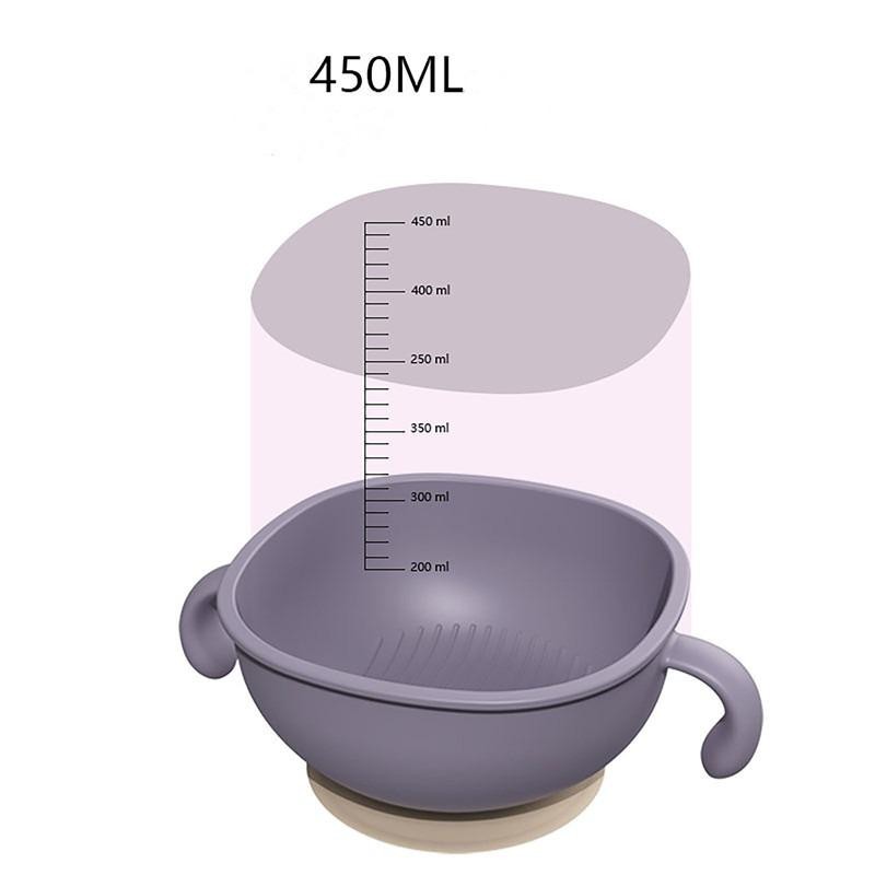 3in1 Baby Feeding/Snack/Soup Bowl with Straw Infant Learning Dishes Bowl Suction Handle Tableware Petal Deep Bowl