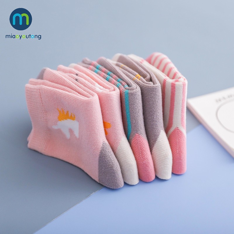 5pairs/lot Unicor Star Strip Cotton Knit Warm Children's Socks for Girls New Year Socks Kids Women's Short Socks Miaoyoutong