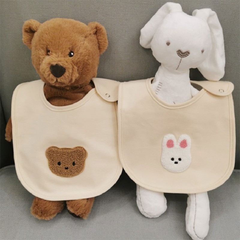 Soft Baby Bib Lovely Bear Neck Baby Saliva Bibs for Boys and Girls Absorbent