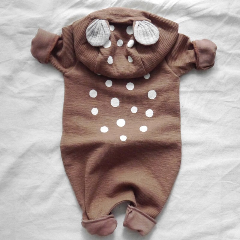 2021 New Baby Hooded Baby Rompers Cute Polka Dot Jumpsuit Toddler Baby Long Sleeve Casual Autumn Outerwear