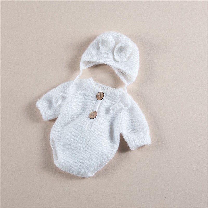 Wollen Knitting Infant Baby Clothes Cute Bunny Rompers Newborn Photo Costumes Outfits Jumpsuit Hat 2pcs Bunny Sets