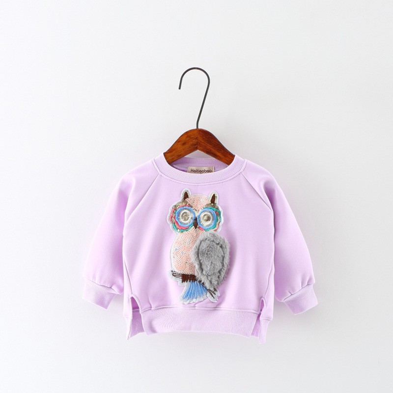 Girls Autumn Fashion Long Sleeve Sweater Cartoon Owl Fashion T-shirt Children's Clothing Children's Clothing