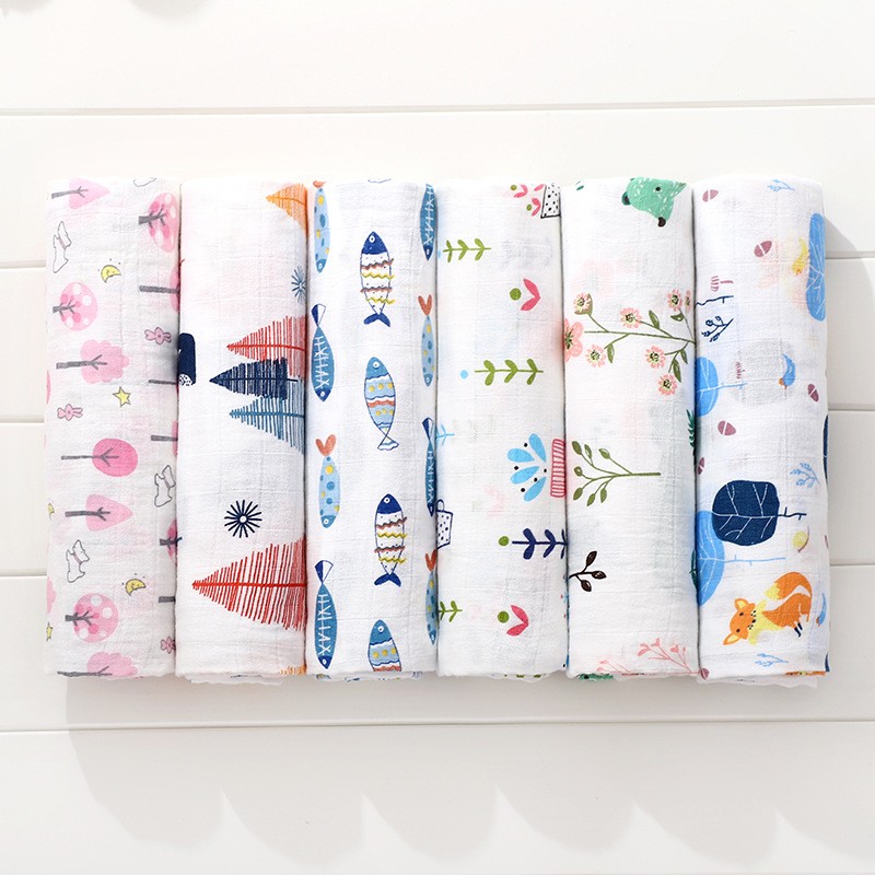 120cm*110cm 2 Layer Muslin Blanket Muslin Bamboo Baby Swaddle Blankets Newborn Baby Muslin Battaniye