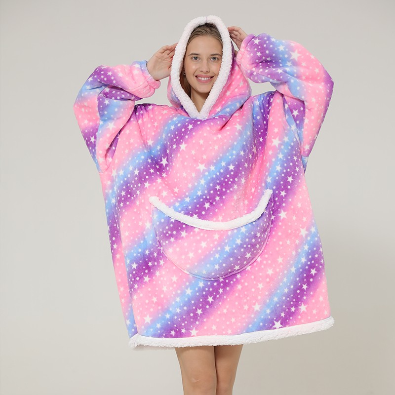 Family Hoodie Oversized Homewear Fleece Warm Sherpa Blanket Girls Thick Sleepwear, If You Need Two Sweatshirt, Please Order Two