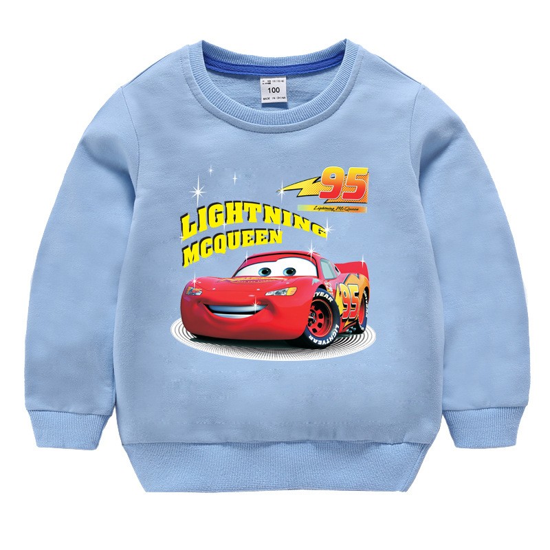 Autumn Children Girls Clothes Cartoon Lightning McQueen Cars Printed Long Sleeve Sweatshirt Casual Teenagers Boys Tops