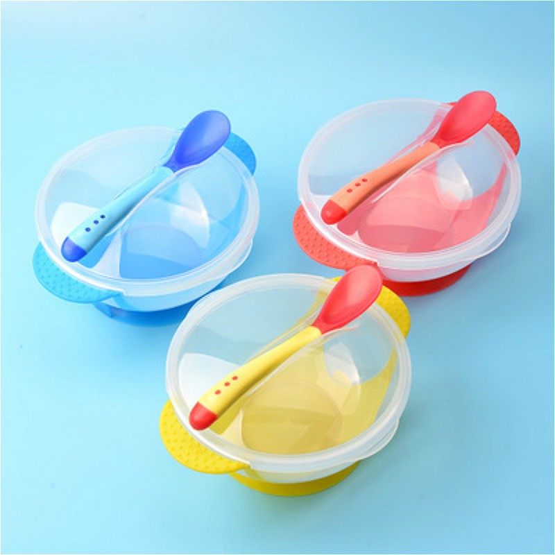 Baby Dish Set Training Bowl Spoon Cutlery Set Dinner Bowl Learning Dishes With Suction Cup Children Training Dinnerware