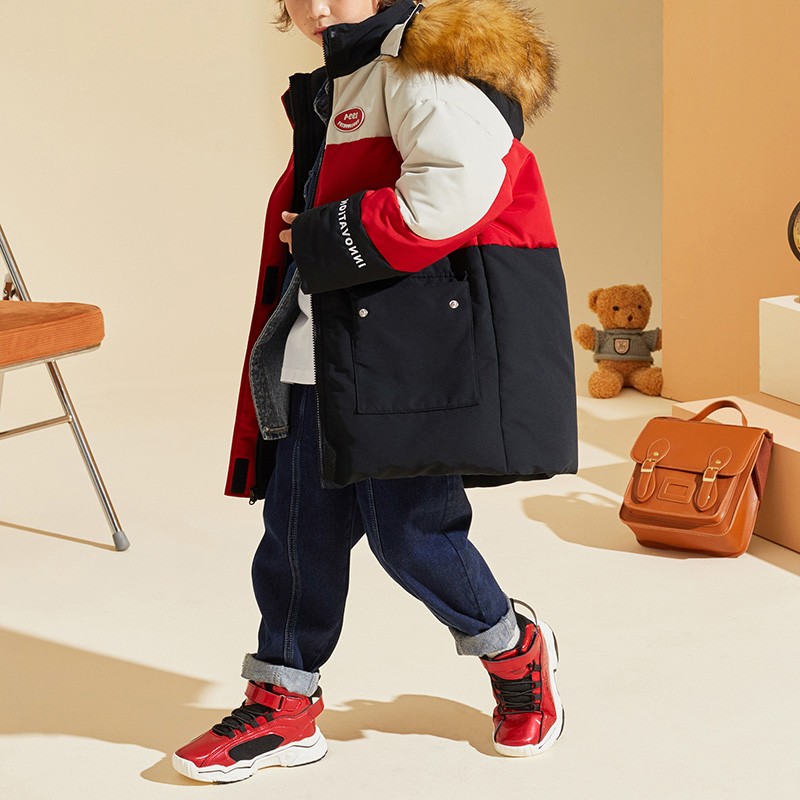 Tons Lion Kids Children's Winter Clothes Duck Down Boys Warm Mid-Length Jacket Coat Clothes