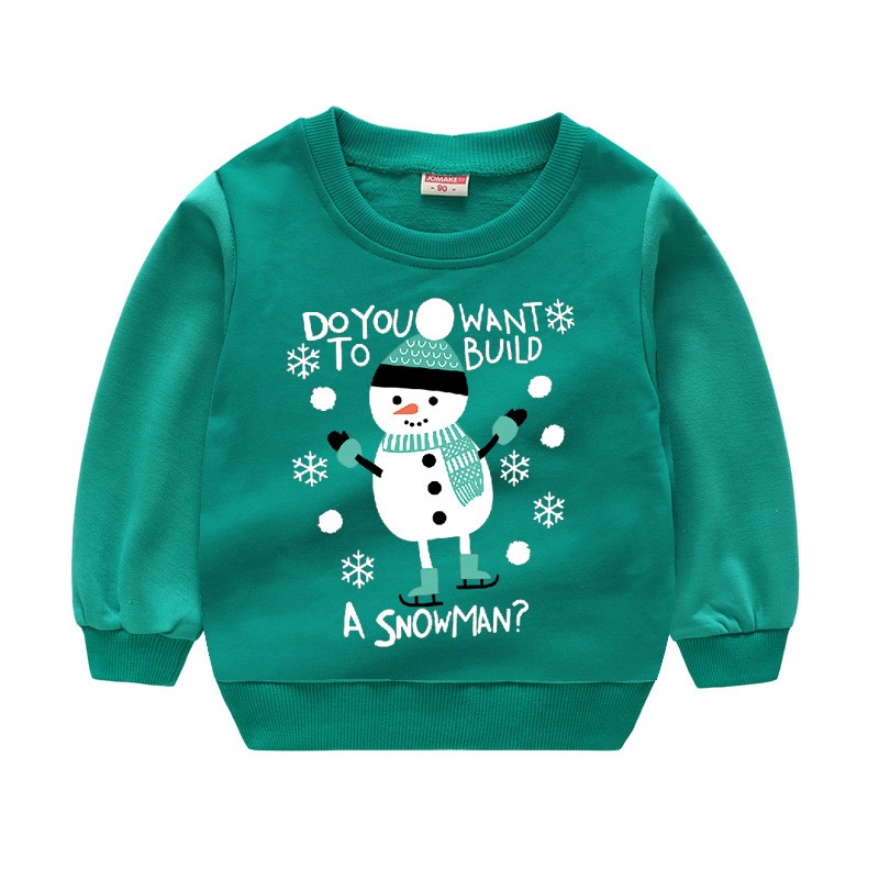 Christmas Children's Clothing Boys Girls Sweater Long Sleeve Sweatshirts Pullover Tops Cartoon Santa Snowman Print