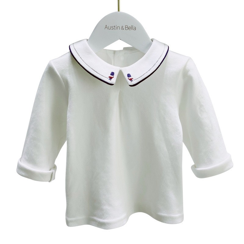 Baby cotton clothes, long-sleeved shirt and white pants, simple, spring and autumn new collection