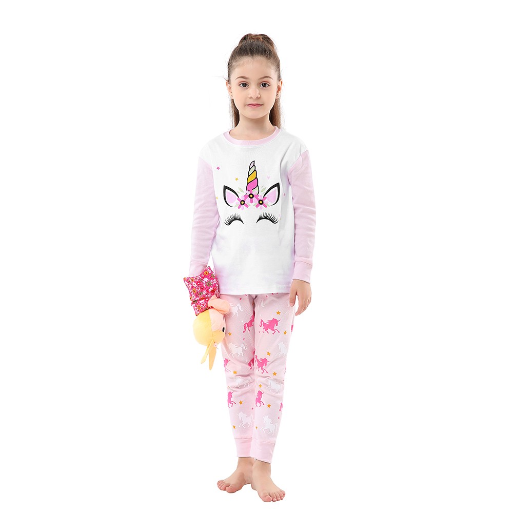 Disney Princess Pajamas Sets Cotton Snow White Girls Sleepwear Unicorn Sleepwear 2-8 Years Kids Children's Sleepwear Set