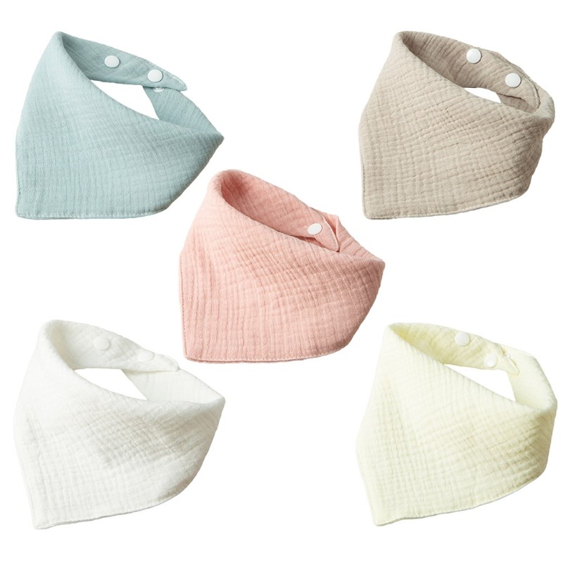 Baby Bibs Gauze Cotton Newborn Scarf Snap Button Soft Triangle Saliva Towel