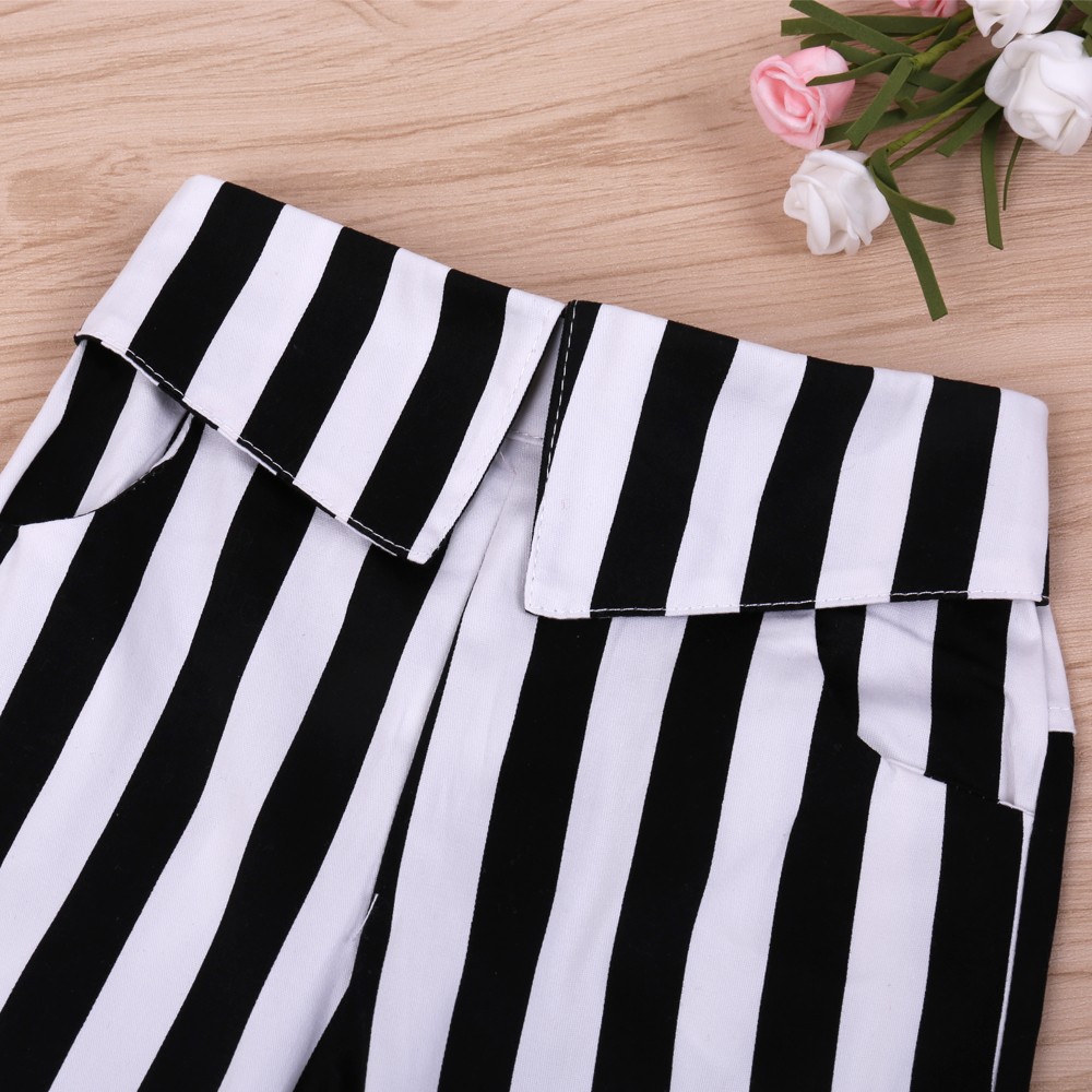 Spring Children Sportswear Clothing Sets White Dress + Striped Trousers 2 Pieces Sets Girl Kids Girls Clothes